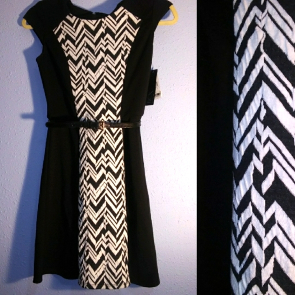 Chevron Panel LBD! Juniors Size 1 BCX Style w/Belt From Macy's with Tag